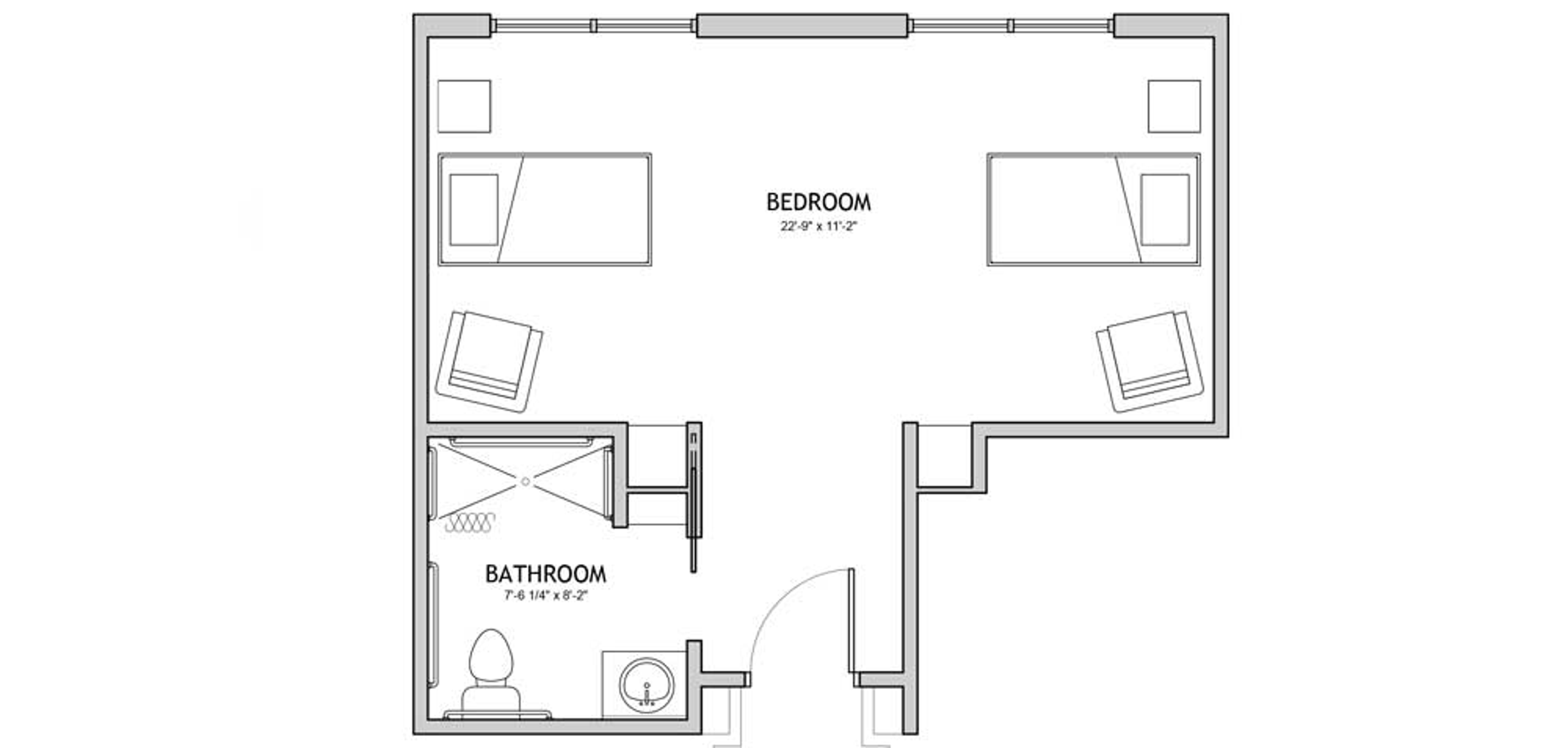 Floorplan - Auberge Bee Cave - Studio semi-private 409 sqft