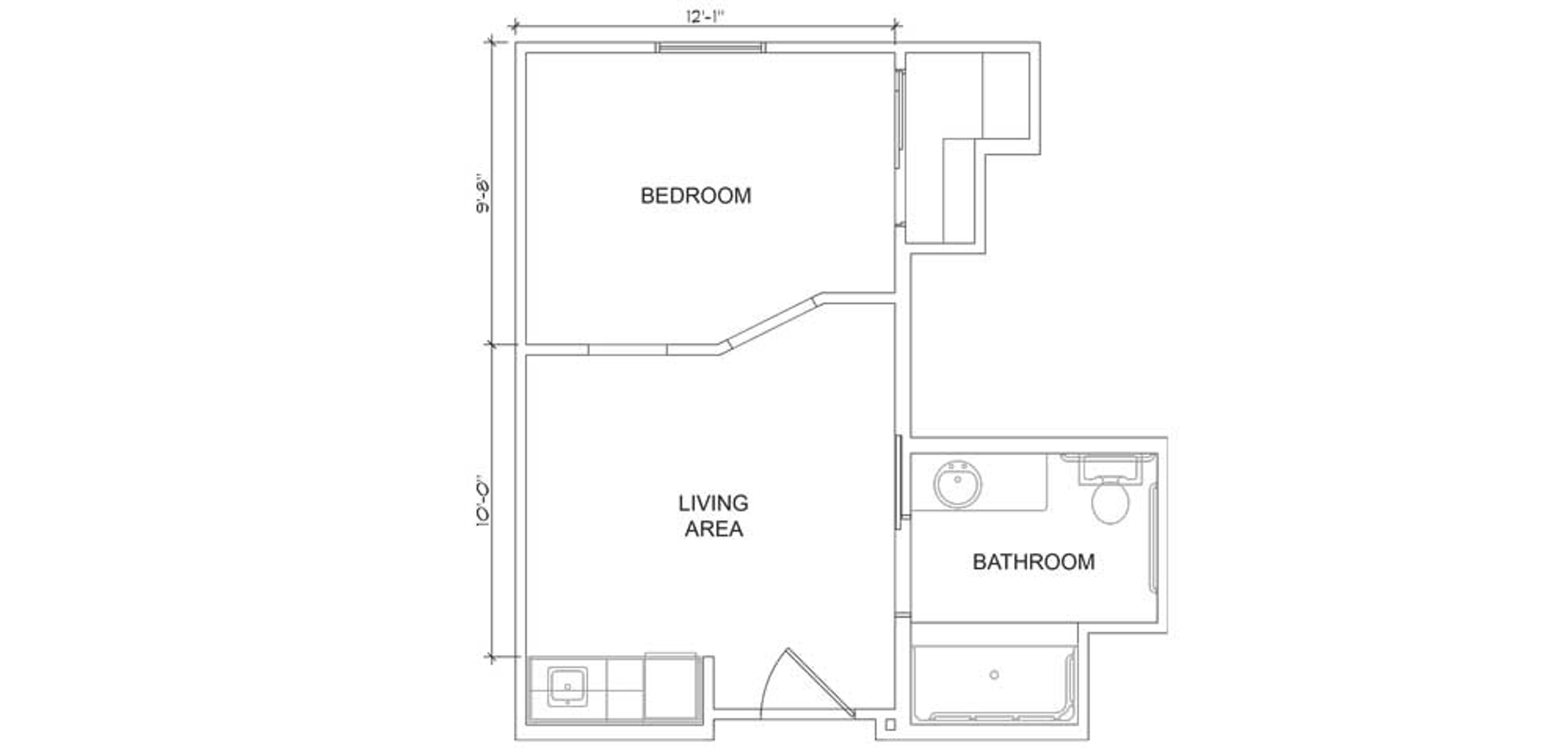 Floorplan - Hawkins Creek - 1B 1B Assisted Living 