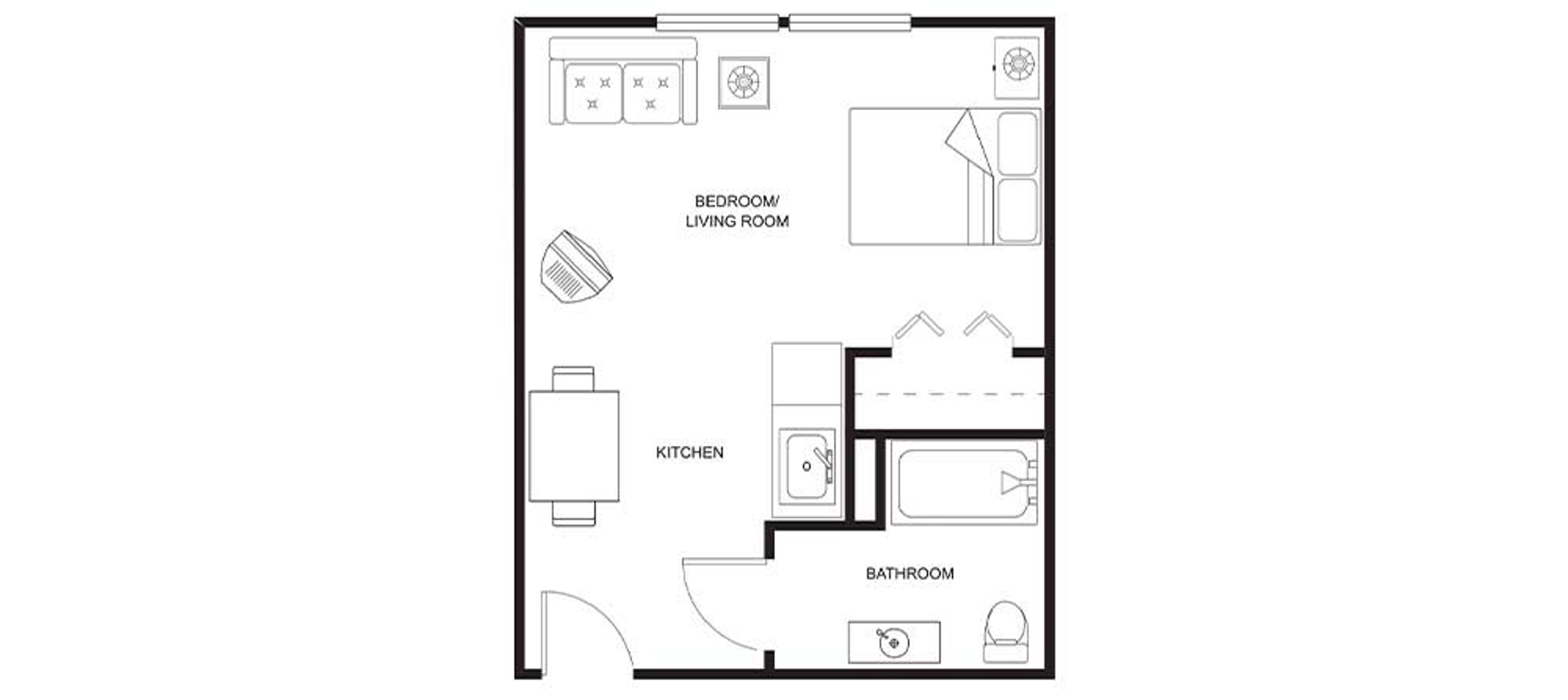 Floorplan - Bay Side Terrace - Studio S1 Assisted Living