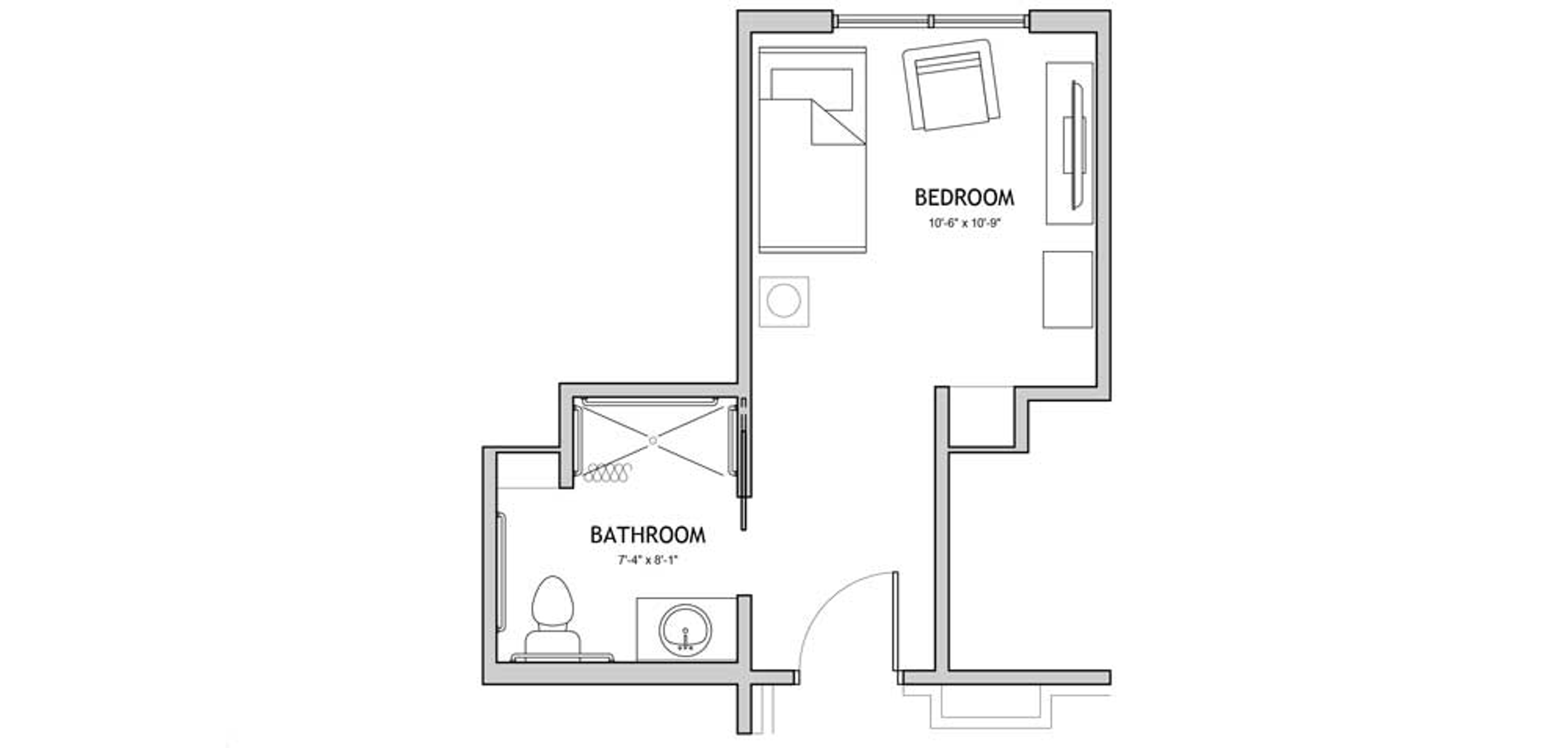 Floorplan - Auberge Onion Creek - Studio private 250 sqft