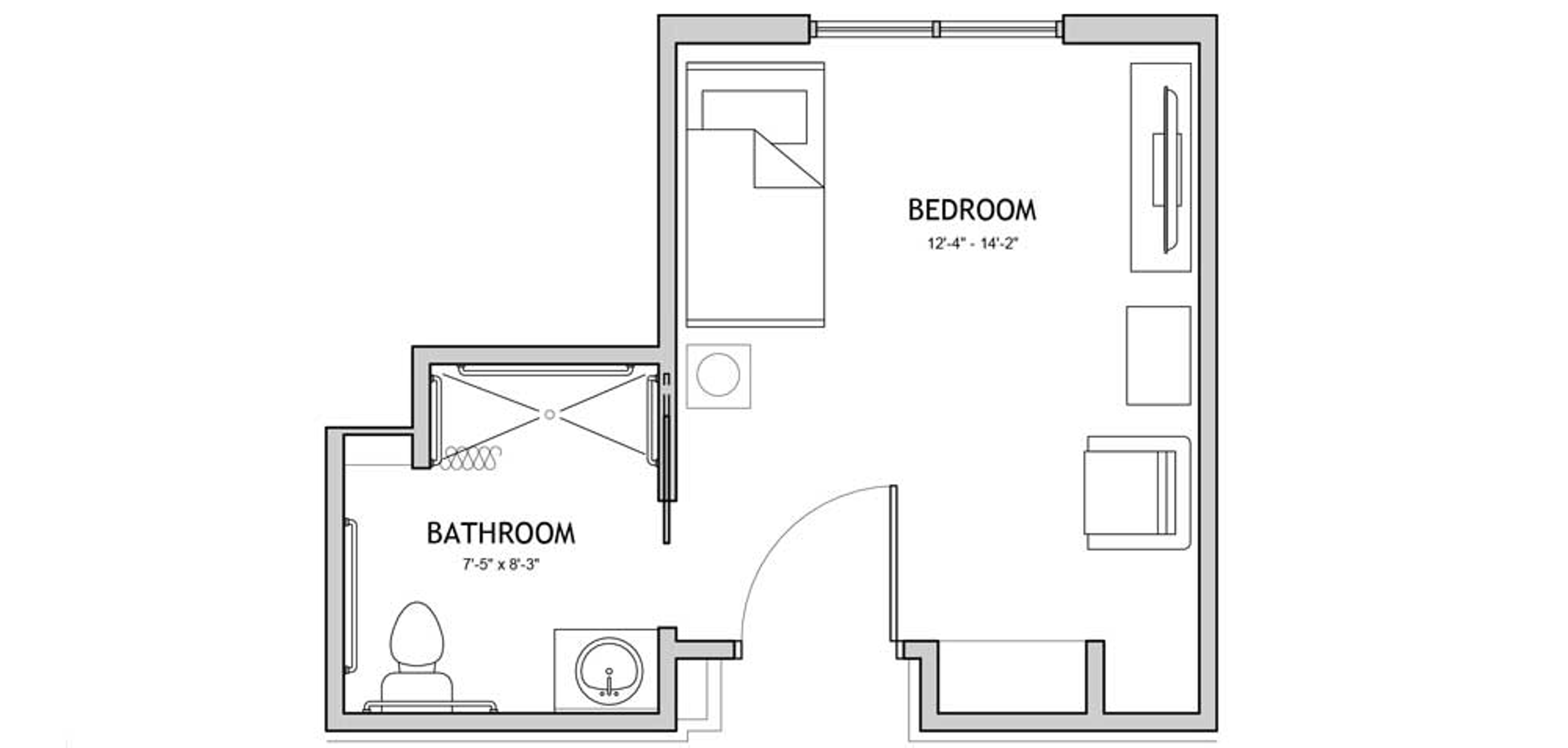 Floorplan - Auberge Bee Cave - Studio private 283 sqft