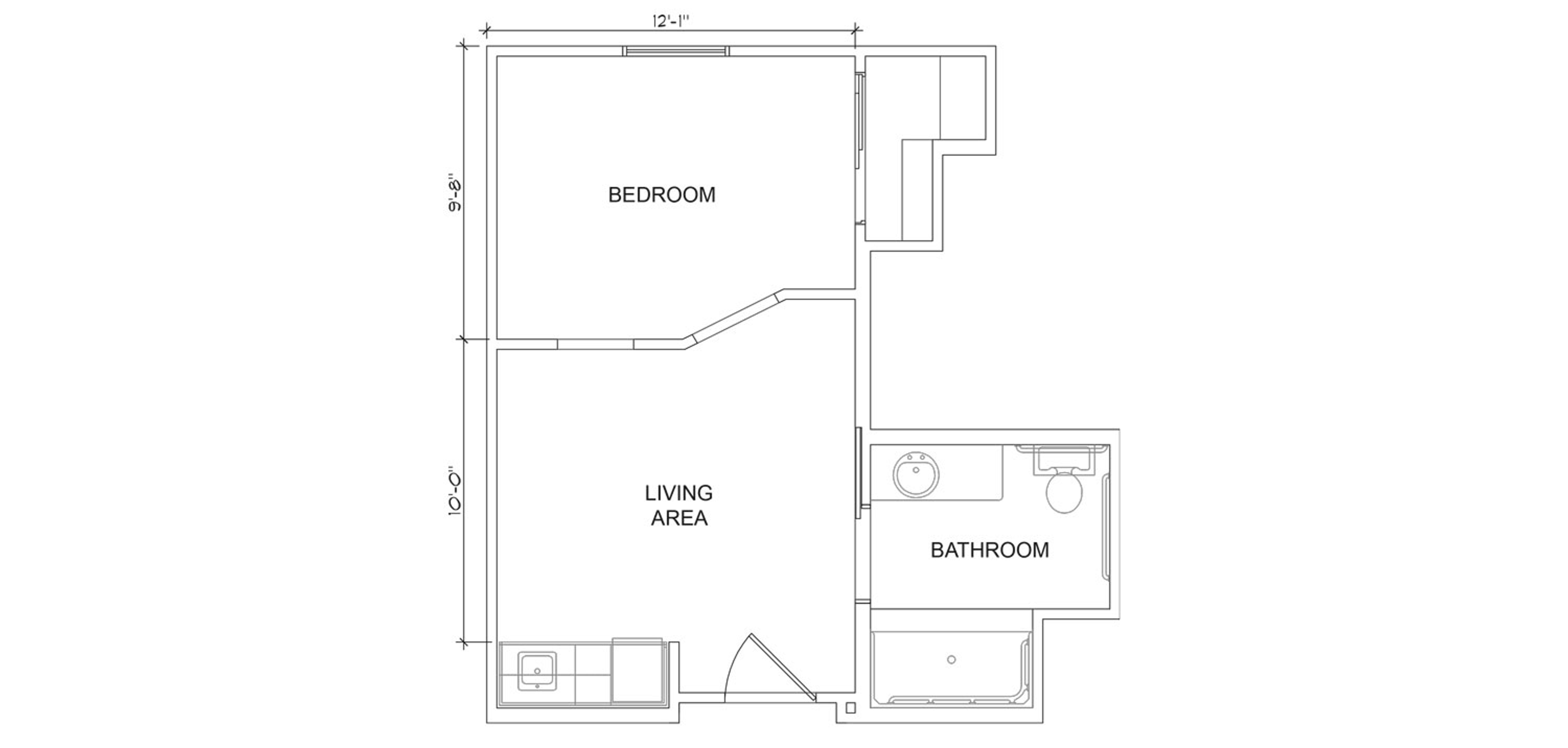Floorplan - Spring Lake - 1 bed, 1 bath, Standard Assisted Living