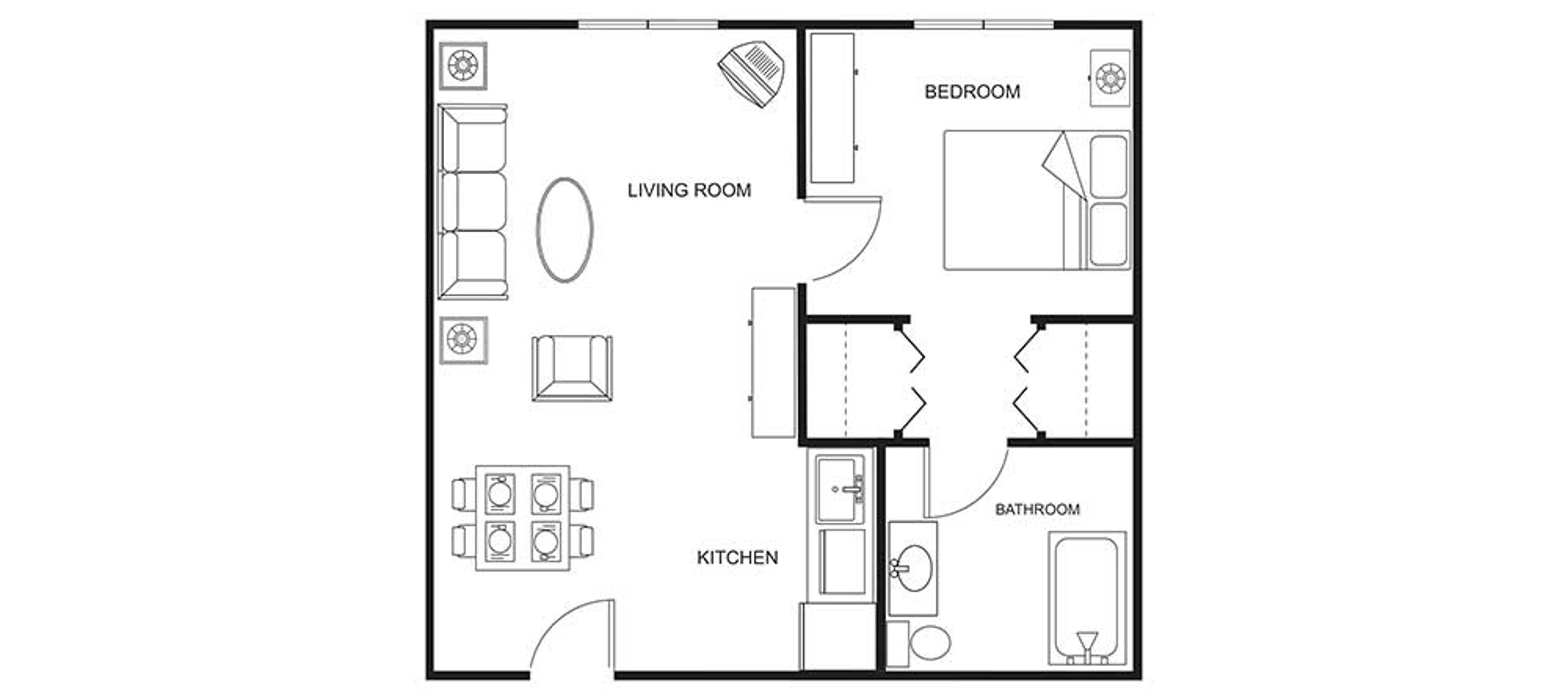 Floorplan - Clearwater Springs - 1B 1B 575 sqft Assisted Living
