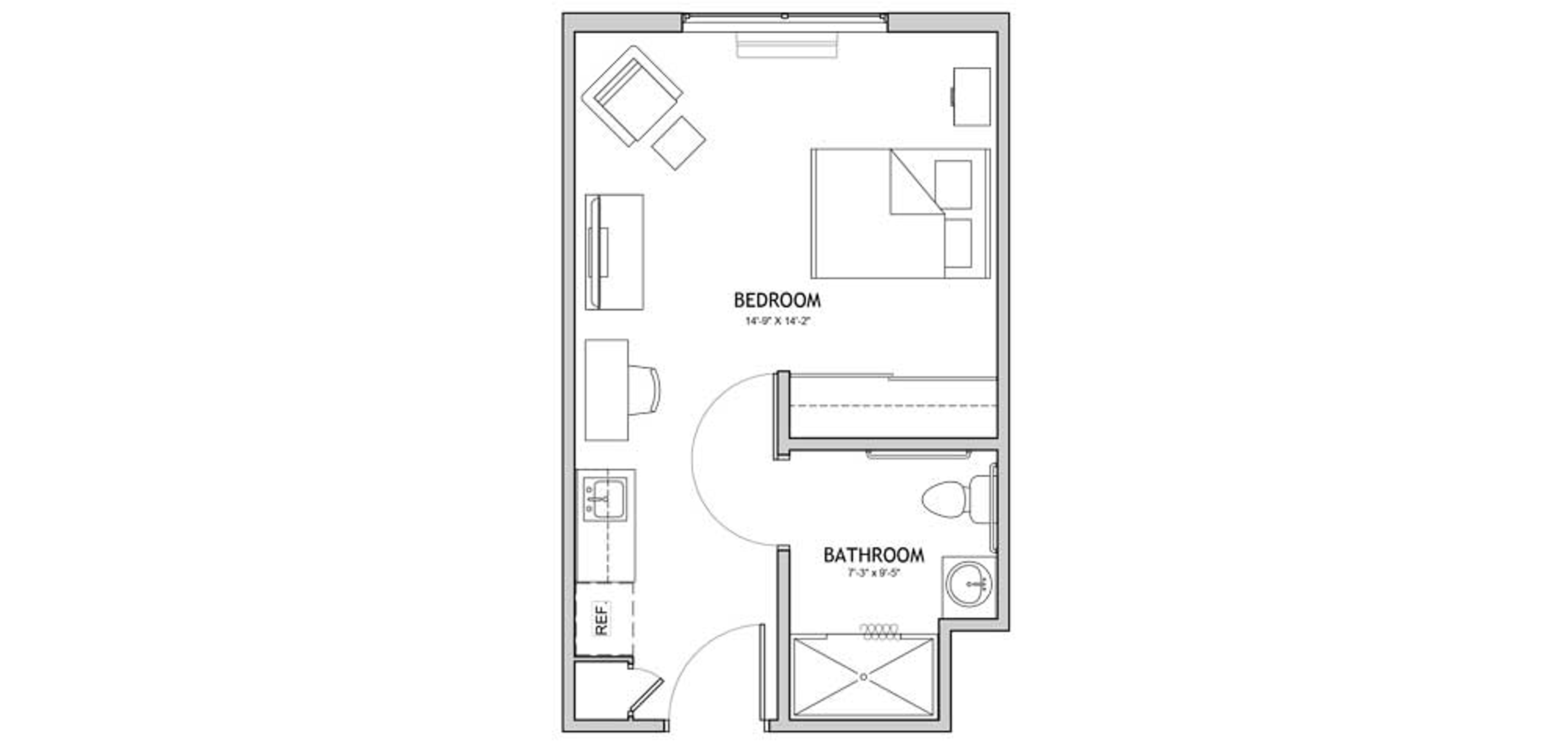 Floorplan - The Auberge at North Ogden - 1 bed, 1 bath, 372 sq. ft. Assisted Living