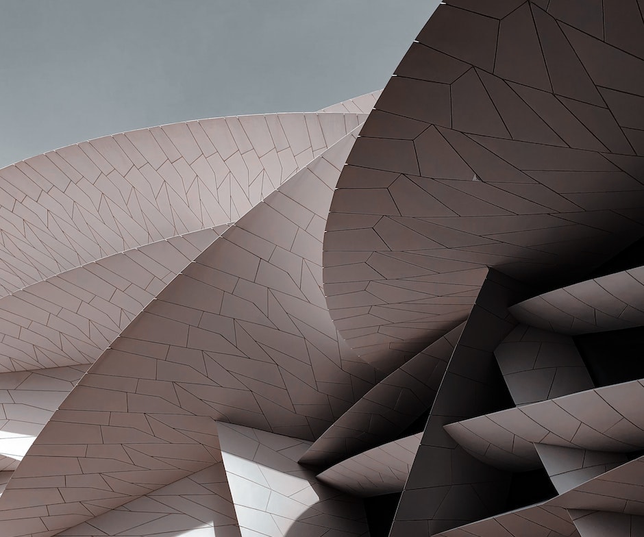 feather shape architecture design building in brown color