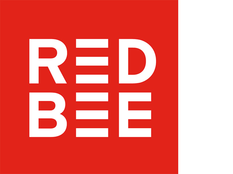 logotipo de red bee en rojo