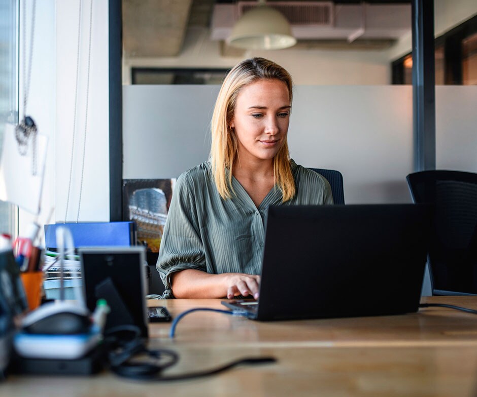 woman using laptop