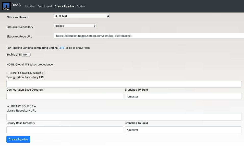 Automated creation of the pipeline