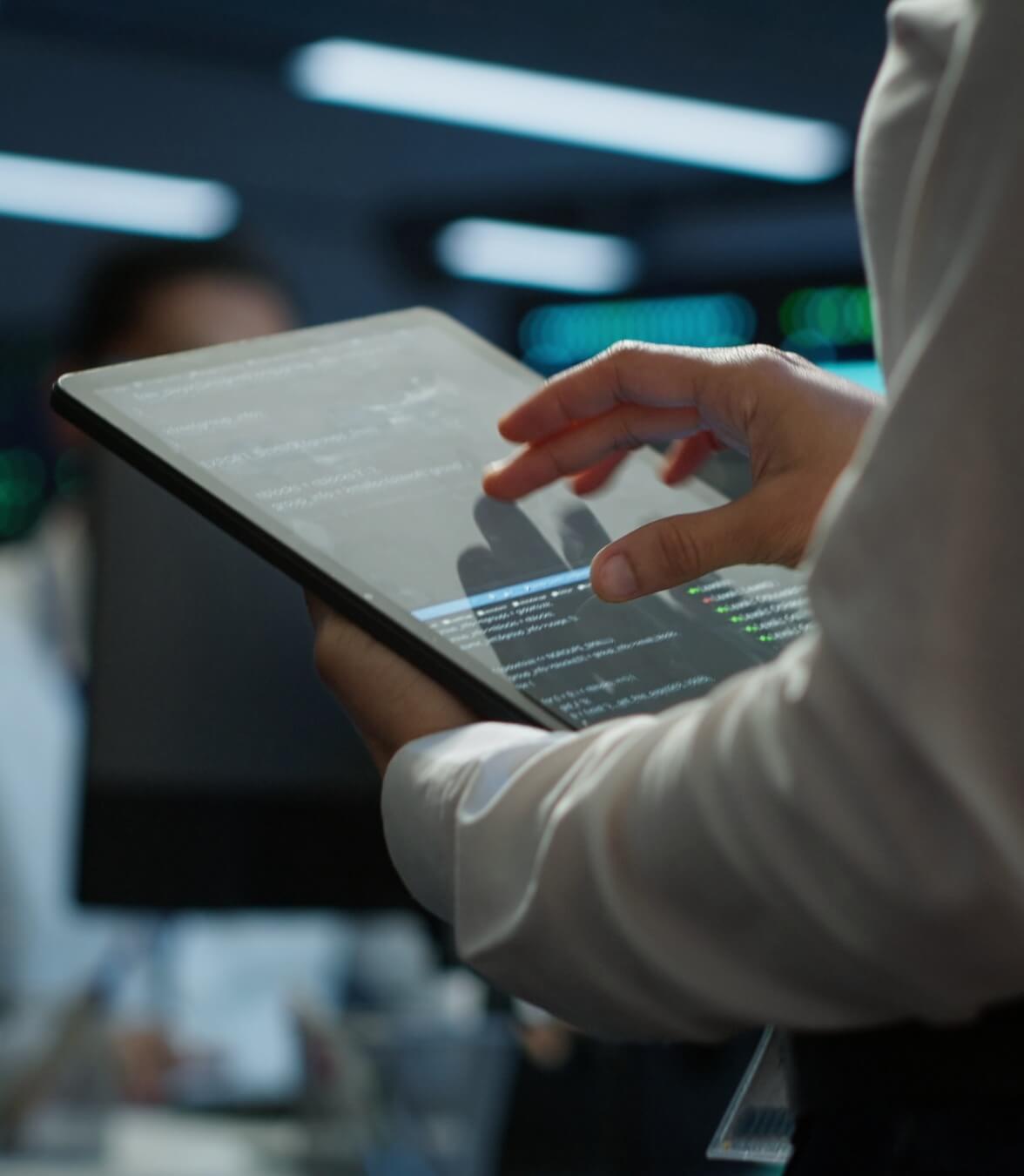 A Person operating a tab