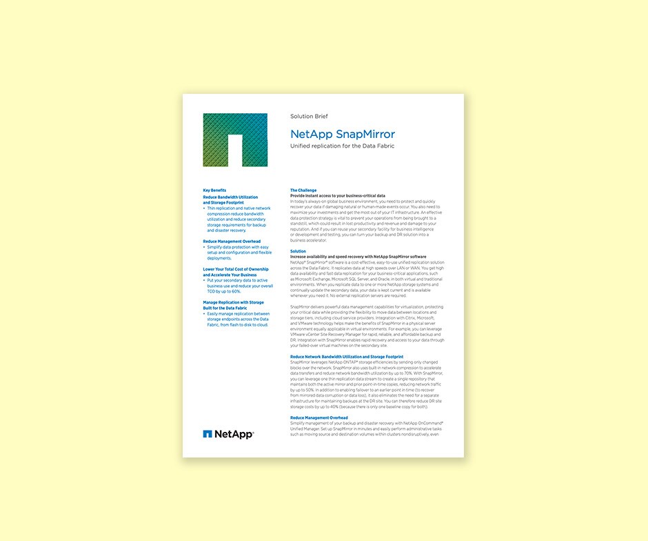 snapmirror solution brief document