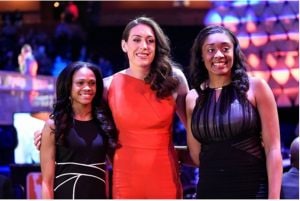 WNBA players, Breanna Stewart, Moriah Jefferson, and Morgan Tuck