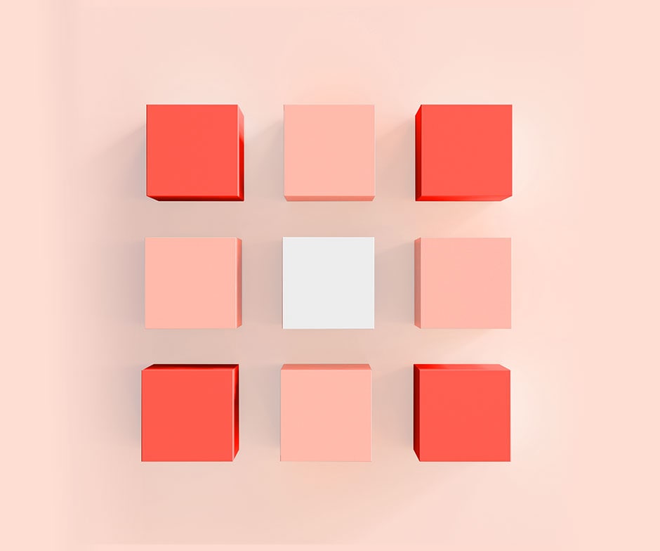 cubes roses/rouges et blancs