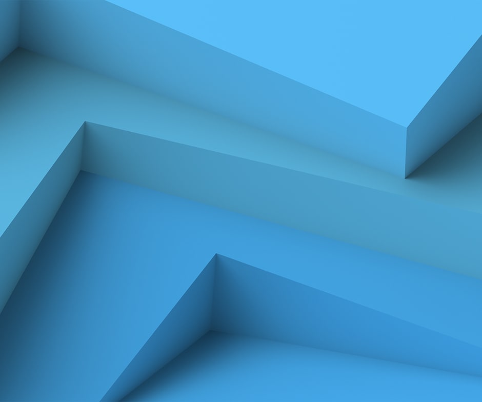 3 levels created by blue stairs on a blue background