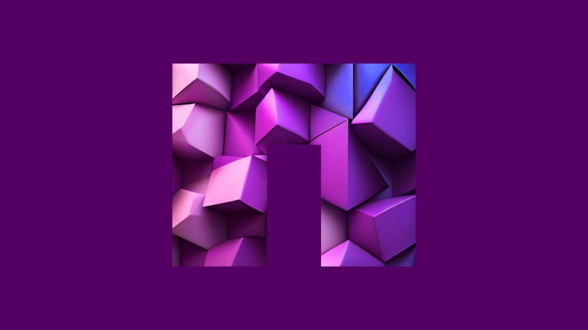 Logo NetApp su sfondo viola