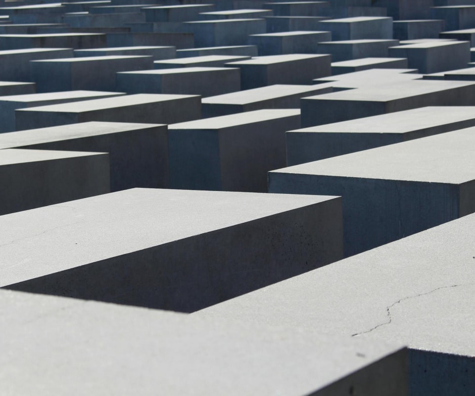 grid-like arrangement of large rectangular concrete blocks