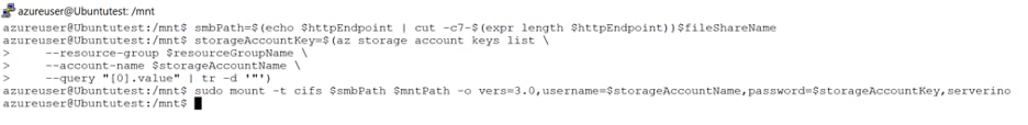 The mount share itself is carried out using the following command