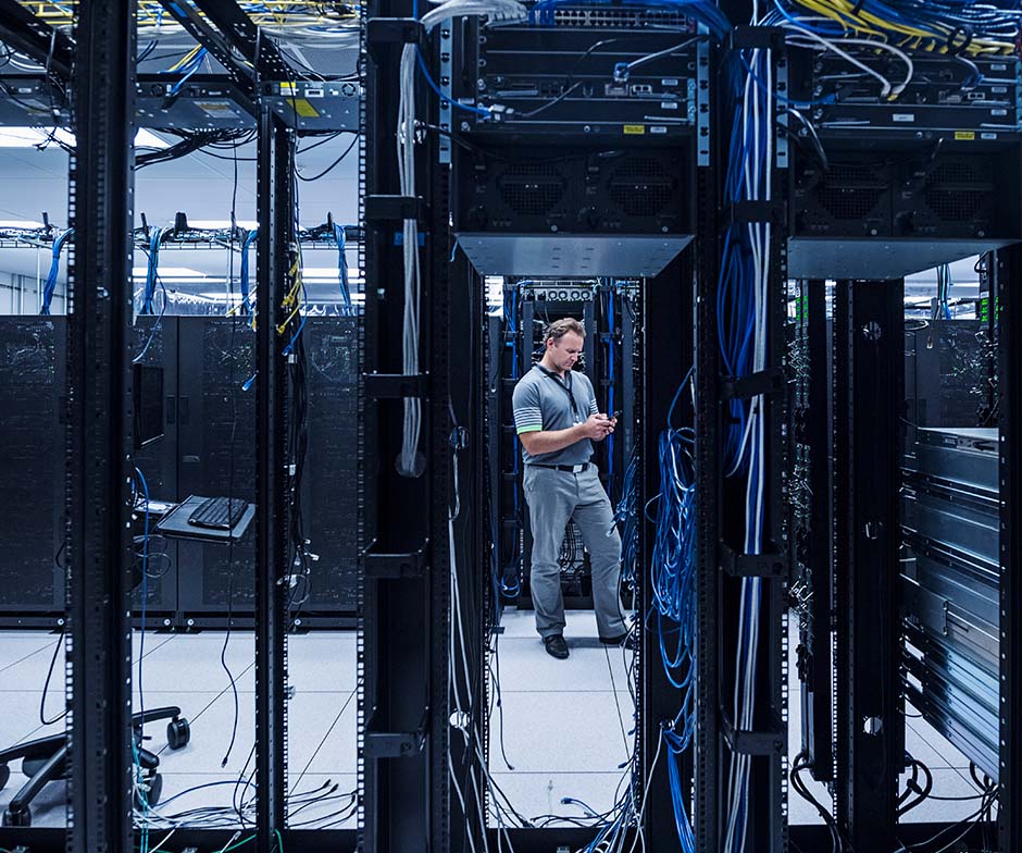 person working in datacenter