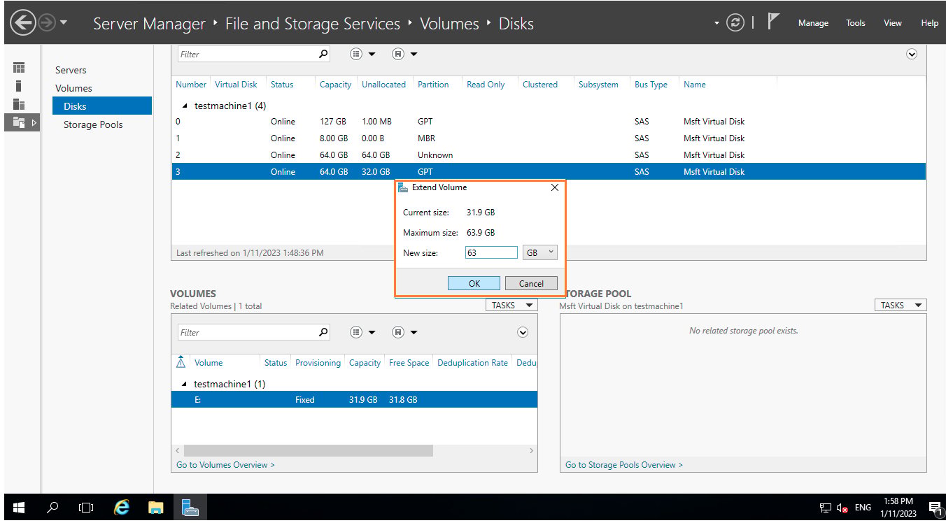 Add New Disk Size