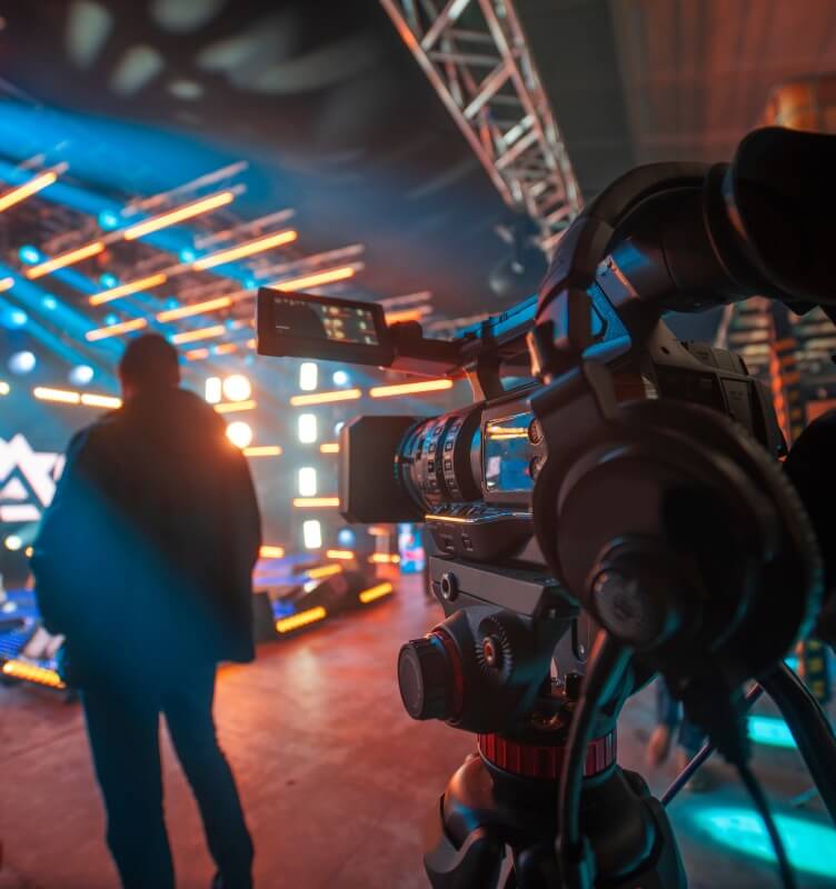 Video equipment ready to produce a concert on television
