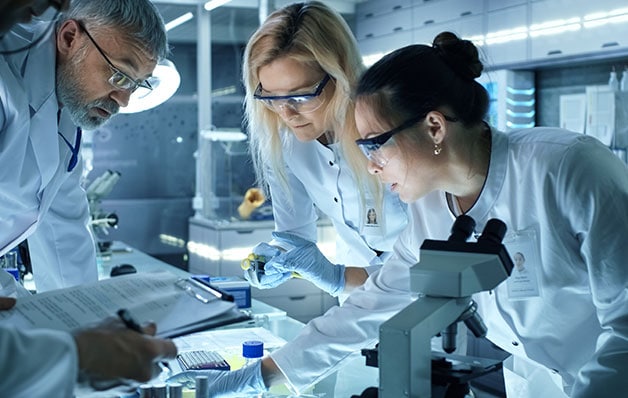 Scientist looking at something in a lab