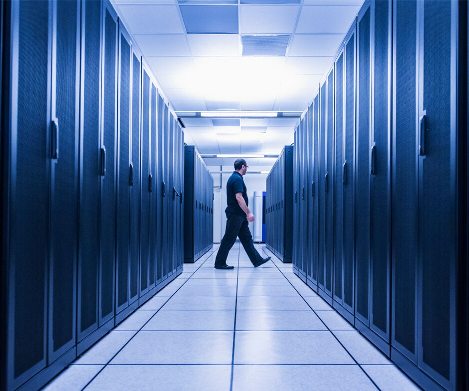 a person walking in datacenter