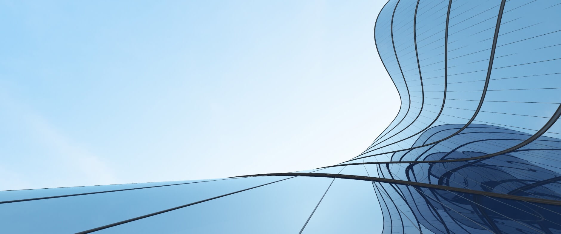 Bottom view of wavy glass building