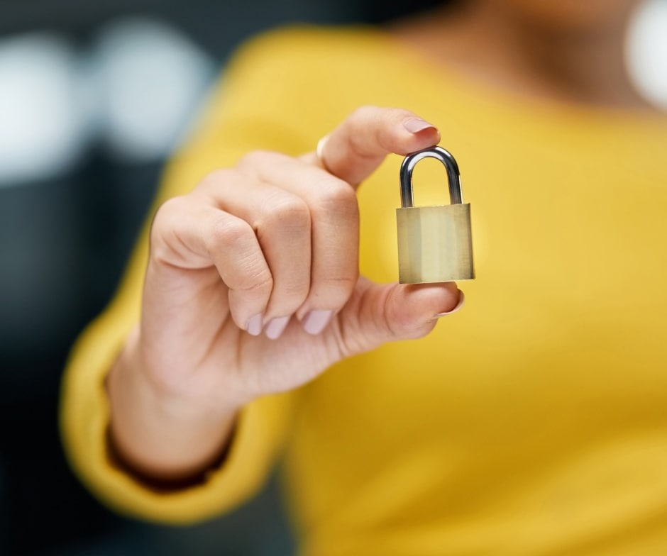 a person holding a lock