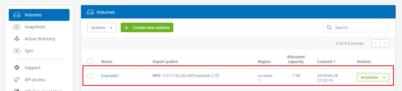 You’ll then be redirected to the main screen, where the cloud volume will appear. And you’re all set.