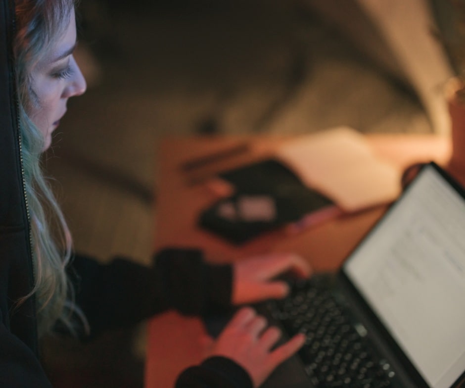 woman working at laptop