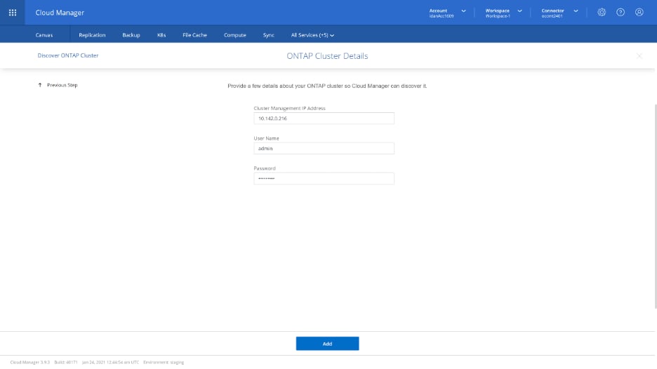 ONTAP cluster details