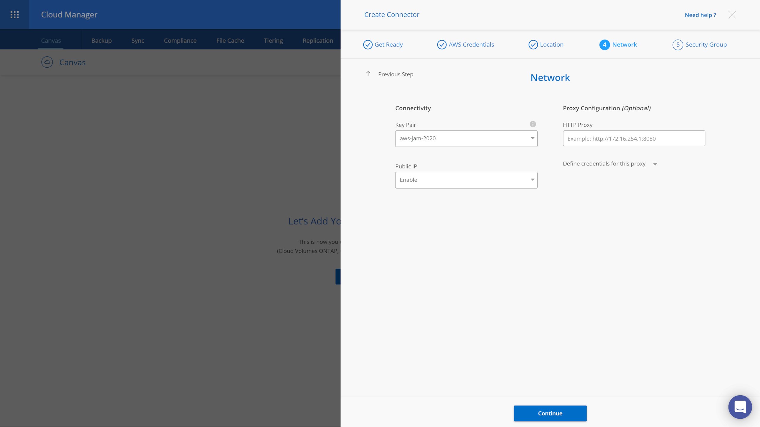 Create Connector - Network