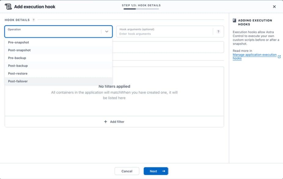 Add execution hook input section