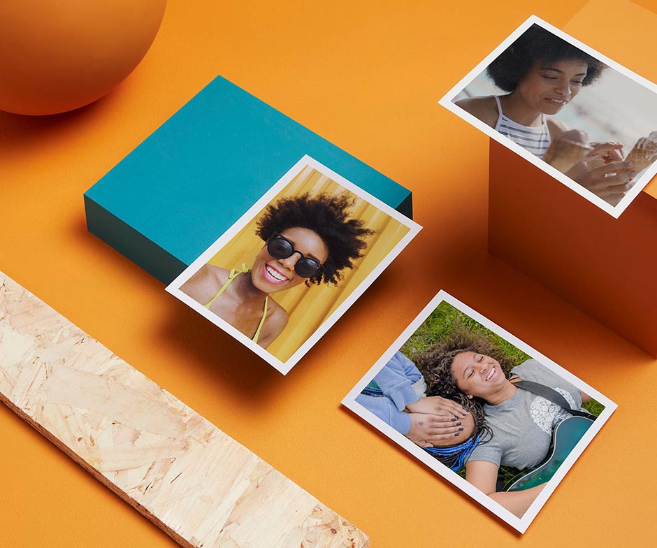 Pictures of people on an orange background