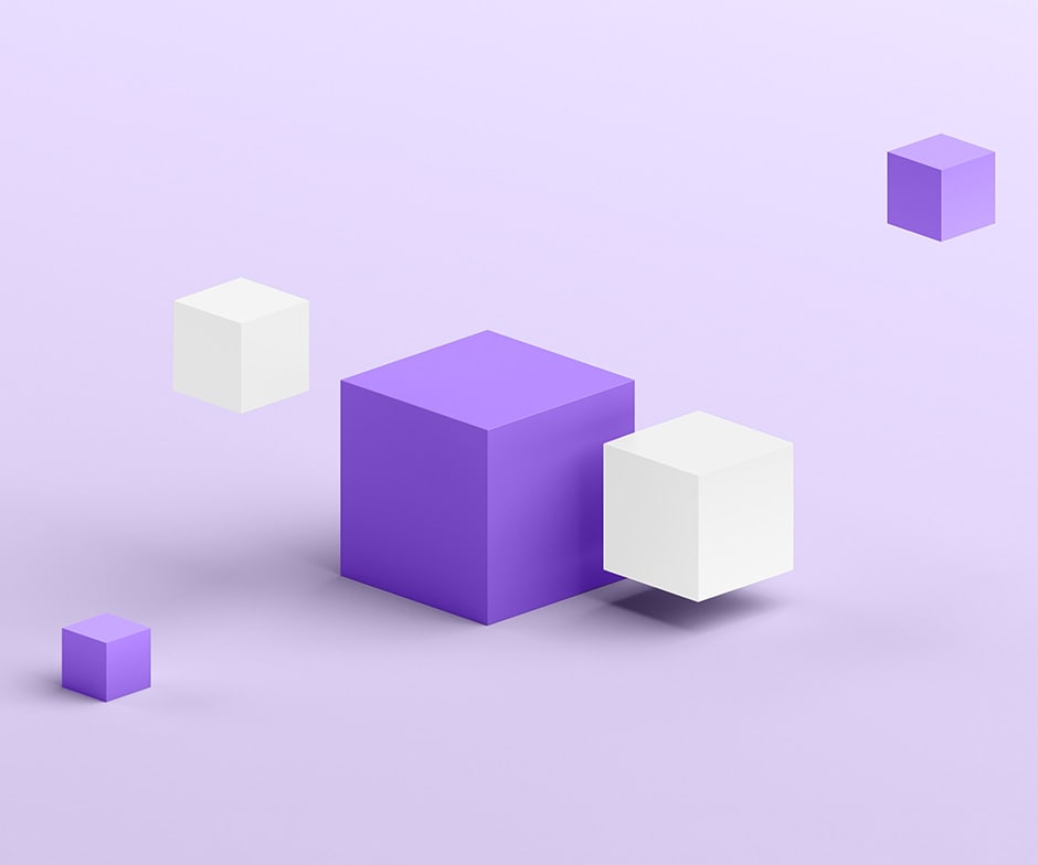 purple and white cubes with purple background