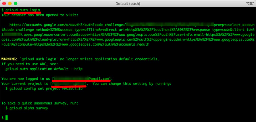 Authenticate to GCP using gcloud