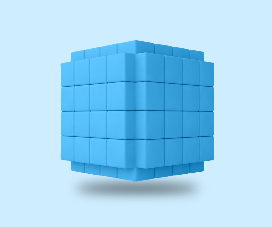blue background with blue textured cube
