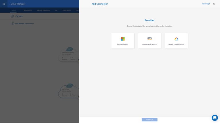 staging.cloudmanager.netapp.com working-environments view=clouds (AOC)