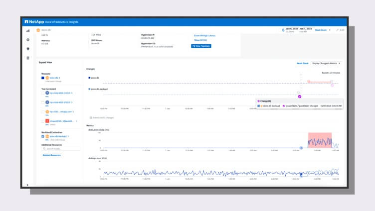 Data Infrastructure Insights correlation analysis feature