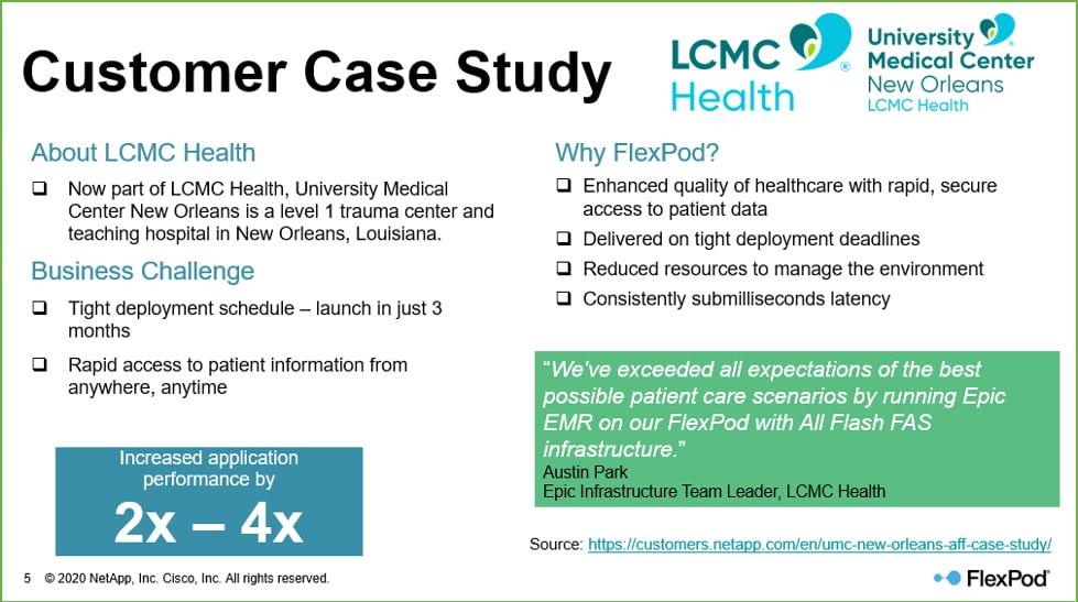 LCMC Health case study using FlexPod VDI Reference Bundle