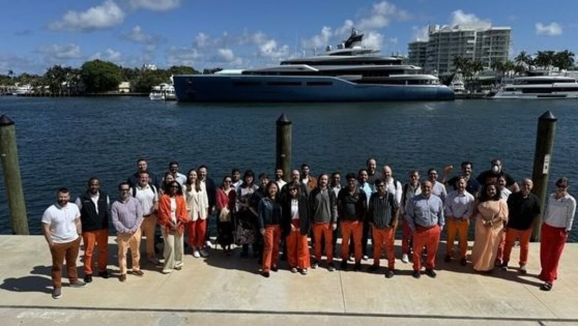 Members of the Domino team outside their AI lab in San Francisco