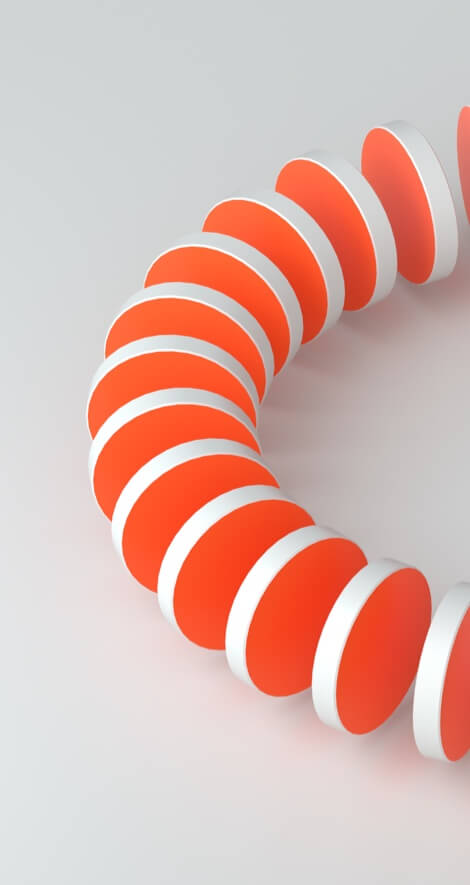 orange circles standing up in a circle