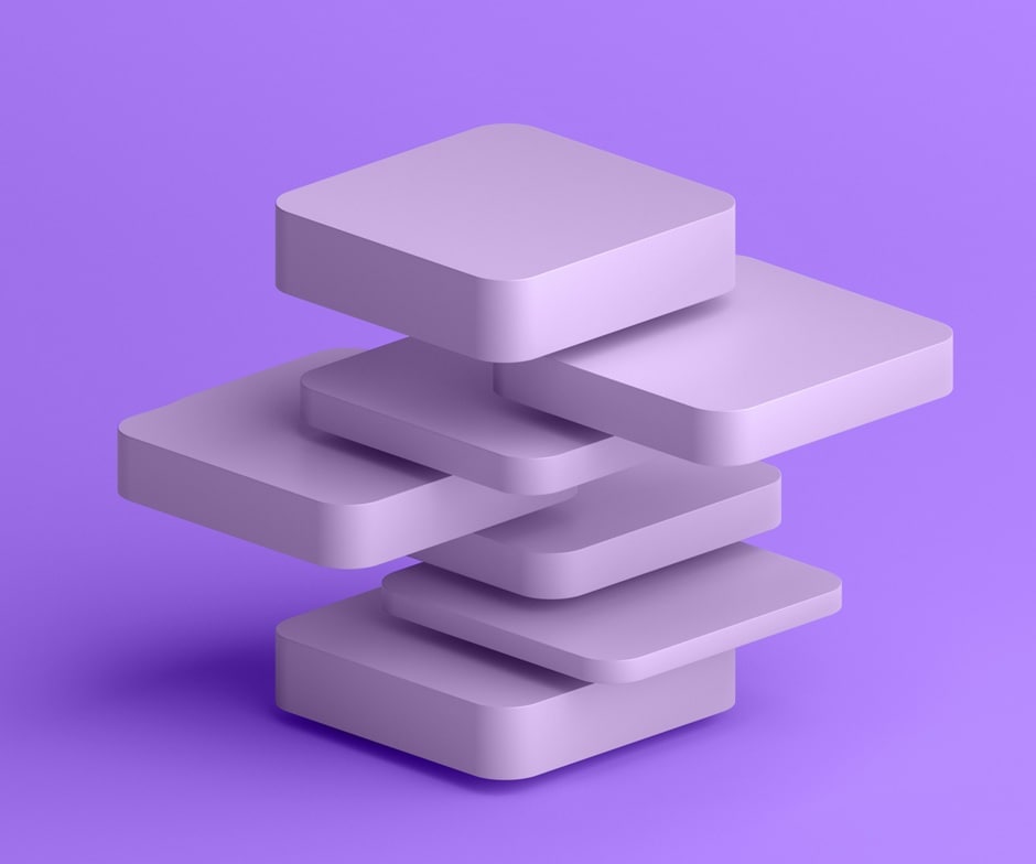 purple background with stacked tiles
