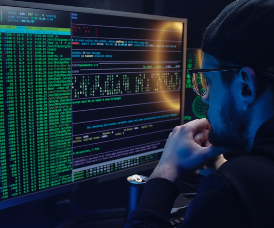 A person looking at a computer