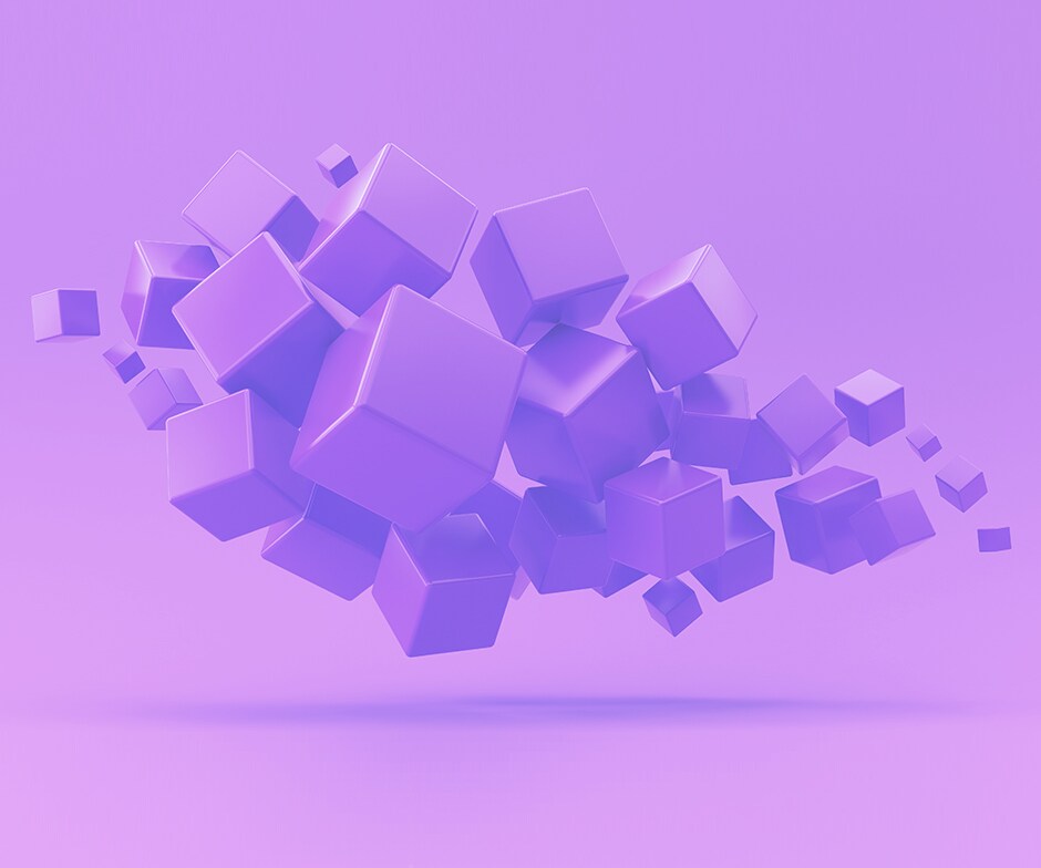 floating purple cubes
