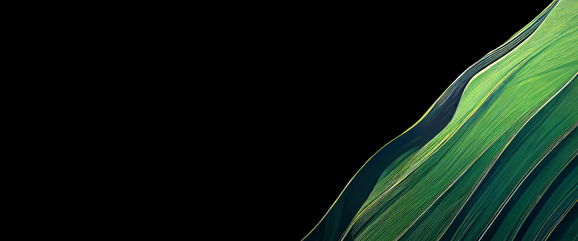 black background with green paint lines in right corner