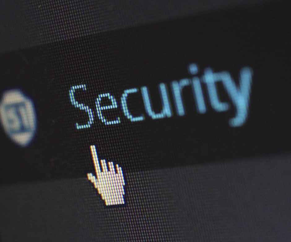 cursor point on text security word on a monitor