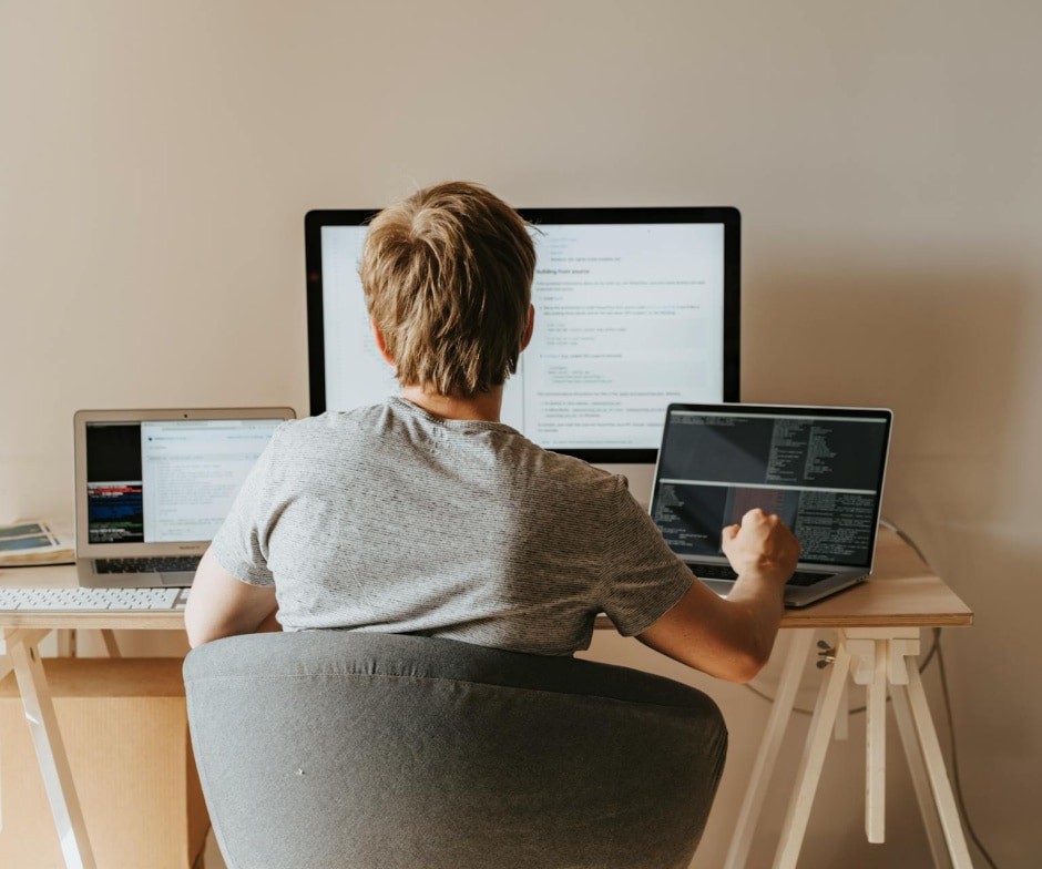 boy working on the computer