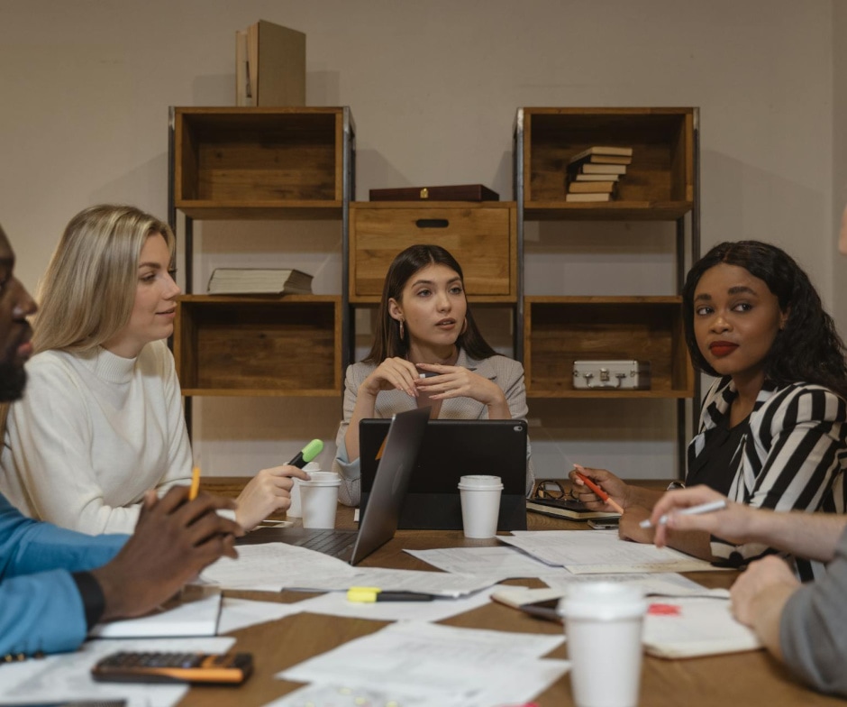 women working at the table