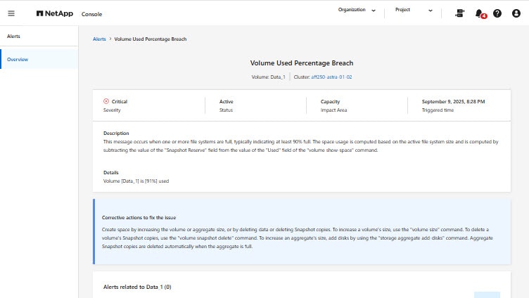 netapp console snapshot