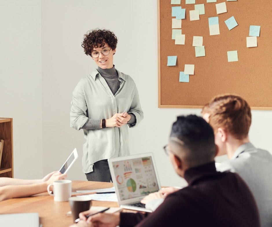 Person leading a meeting
